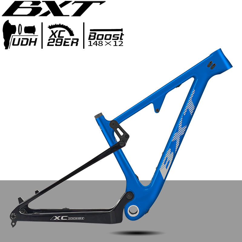 BXT Carbon Fibre T700+T800 29er Full Suspension Mountain Bike Frame, Boost 148x12mm, 100mm Travel, 2025 New Model