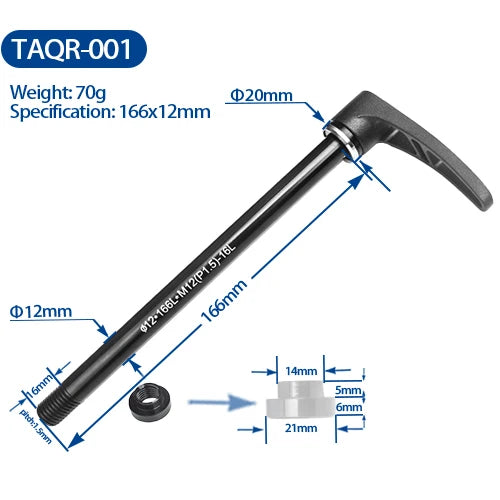 BXT Bicycle Thru Axle Quick Release Skewer Aluminum