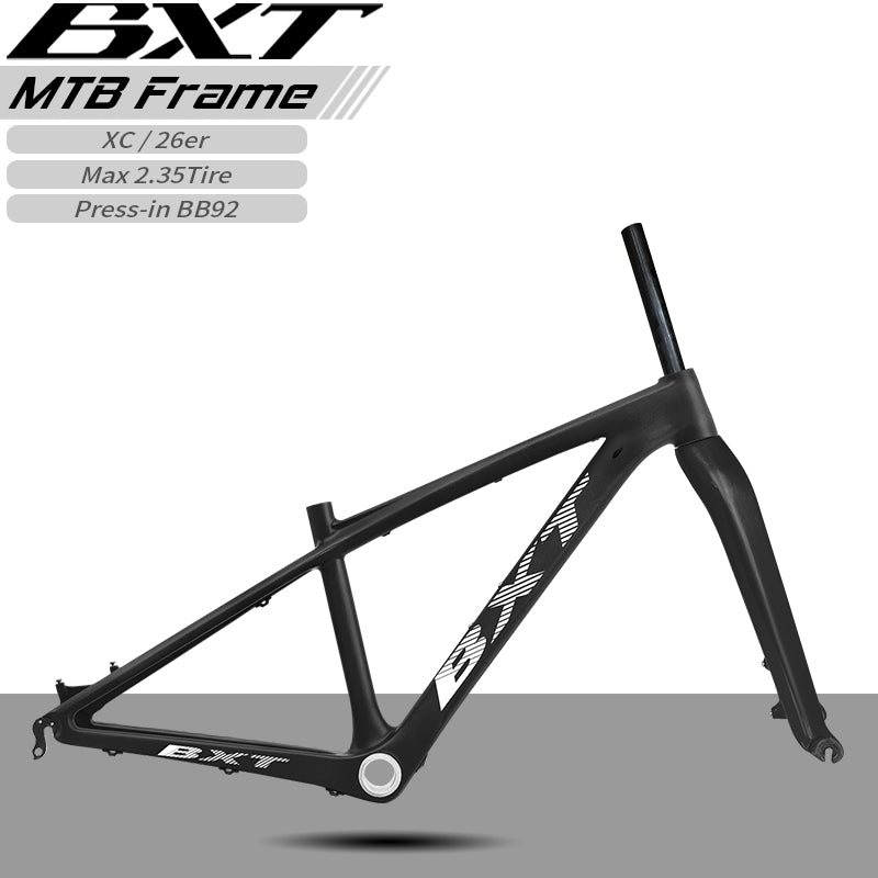 BXT 26er Full Carbon Mountain Bike Frame 14inch Disc Brake Carbon Fiber MTB Frame 3K Weave 26inch Mountain Bicycle Carbon Frame 26er