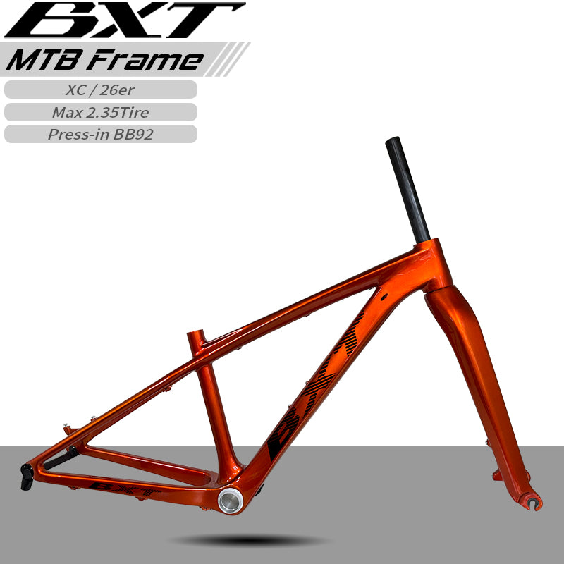 BXT 26er Full Carbon Mountain Bike Frame 14inch Disc Brake Carbon Fiber MTB Frame 3K Weave 26inch Mountain Bicycle Carbon Frame 26er