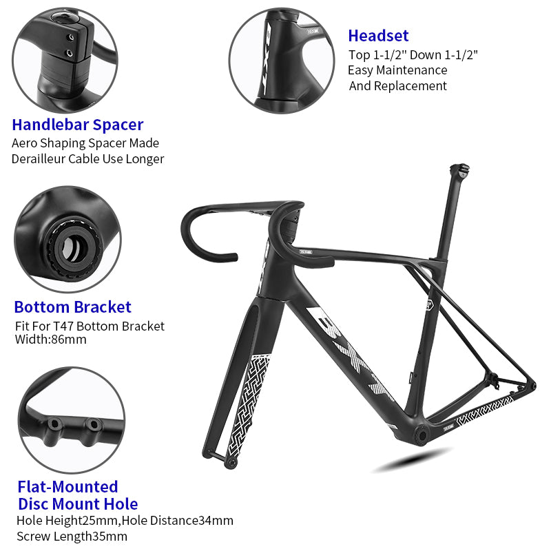 BXT 2026 NEW Fully Hidden Carbon Disc Road Bike Frame 900g Super light Road Bicycle Carbon Frame BXT-155-EVO