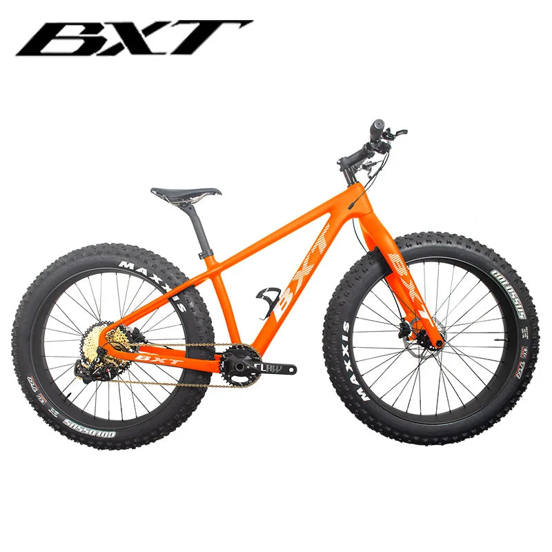 BXT NEW Full Carbon Bike snow carbon fat bike Axle Thru Rear space 197mm 26*4.8 tires Snow Complete 4.8tire Carbon Bicycle