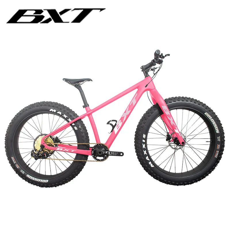 BXT NEW Full Carbon Bike snow carbon fat bike Axle Thru Rear space 197mm 26*4.8 tires Snow Complete 4.8tire Carbon Bicycle