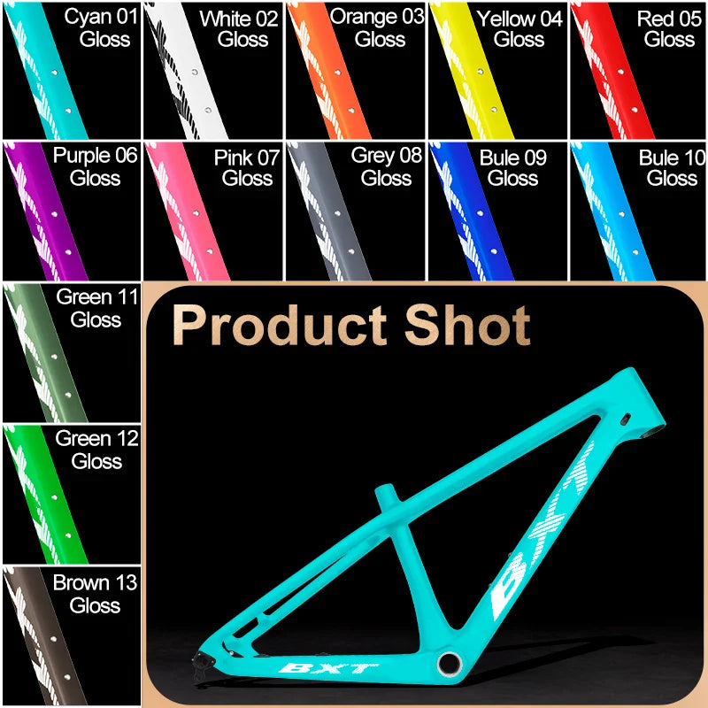 BXT 24er Carbon Mountain Bike Frame 14inch Hardtail Disc Brake Full Carbon MTB Frame 24er Thru Axle QR Mountain Bicycle Carbon Frame