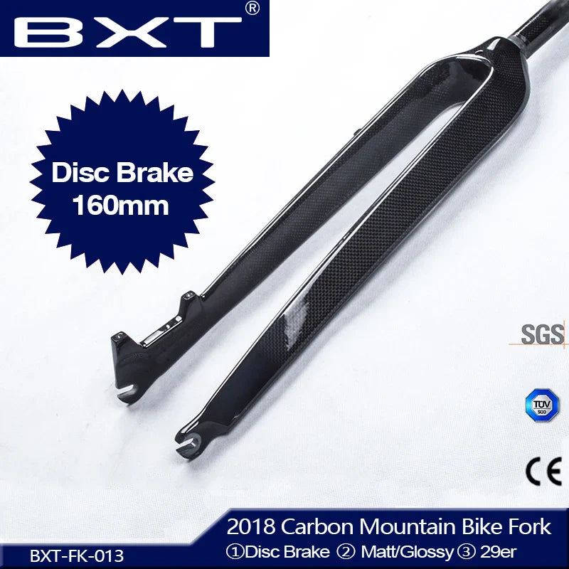 BXT 29er Mountain straight tube fork MTB carbon Fiber fork fit for Wheel 28.6mm Bicycle MTB Front Fork 3K Weave fork