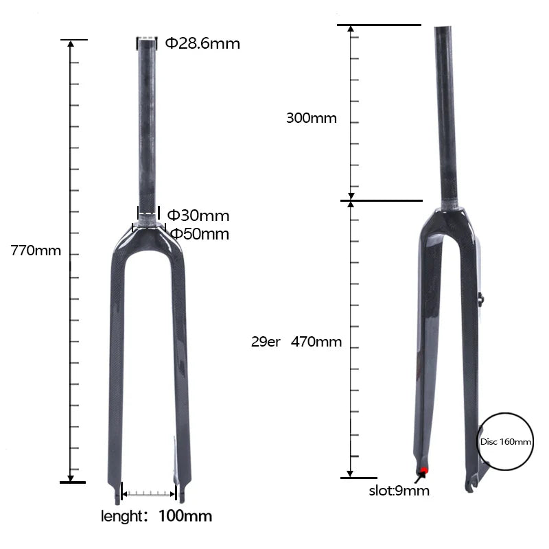 BXT 29er Mountain straight tube fork MTB carbon Fiber fork fit for Wheel 28.6mm Bicycle MTB Front Fork 3K Weave fork