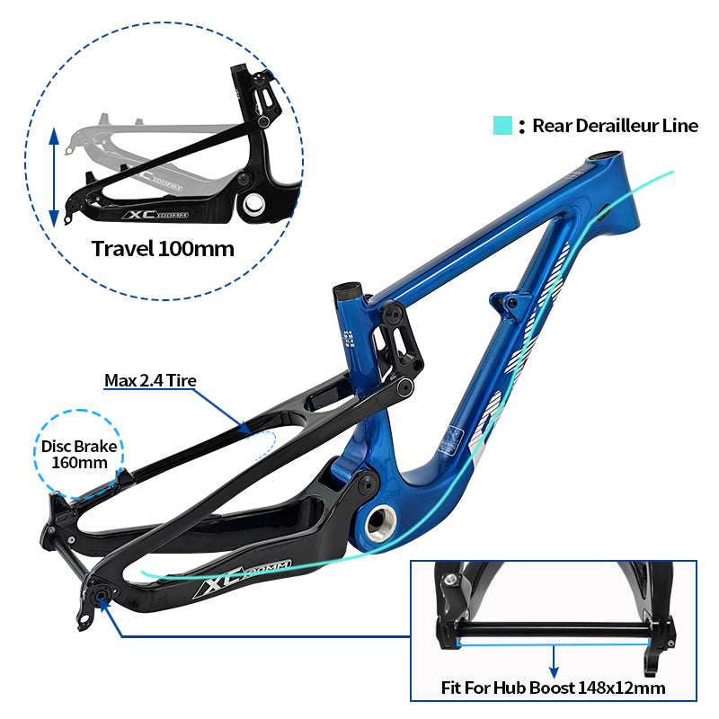 BXT 6-10 Years Old Children Carbon Full Suspension Mtb Frame 20inch Super Light City Commuter Cycing Full Suspension Carbon Frame 20er
