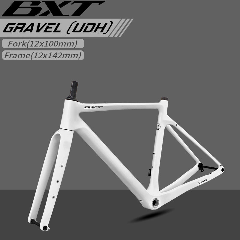 BXT Carbon Gravel Bike Frame UDH Internal Cable Fully Hidden Cable Gravel Bicycle Frameset Road Bike Disc Brake