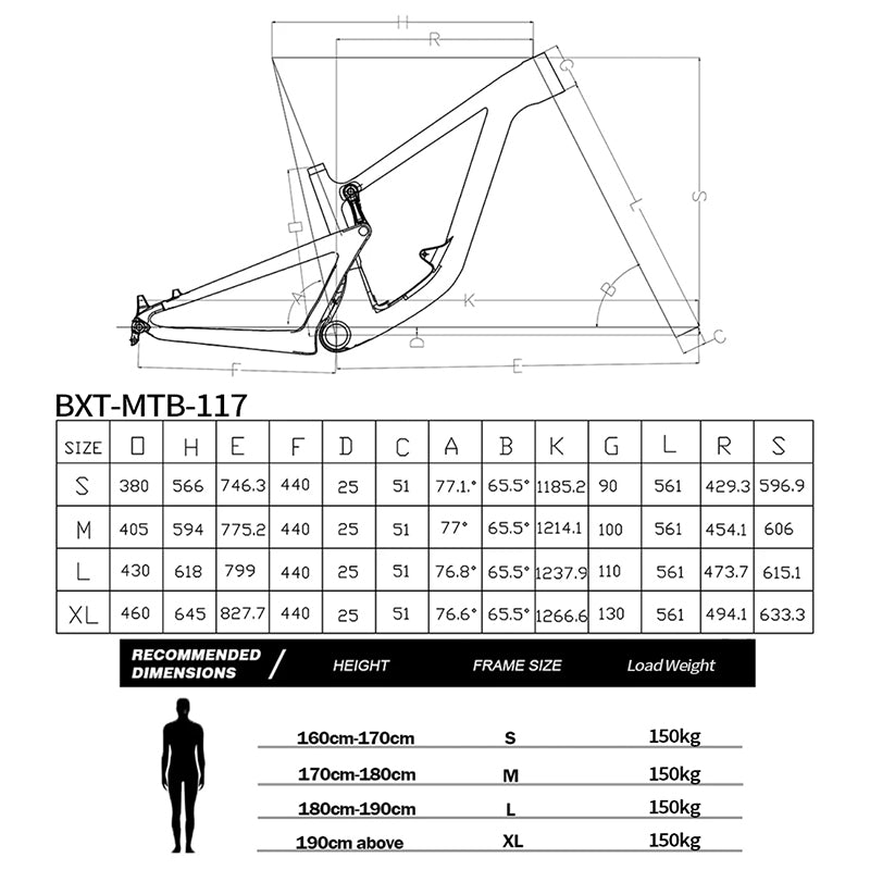 BXT Newset Travel 150mm UHD Rear hanger Carbon Suspension Frames All Mountain Full Carbon VPP MTB Frame 29er Boost 148x12mm