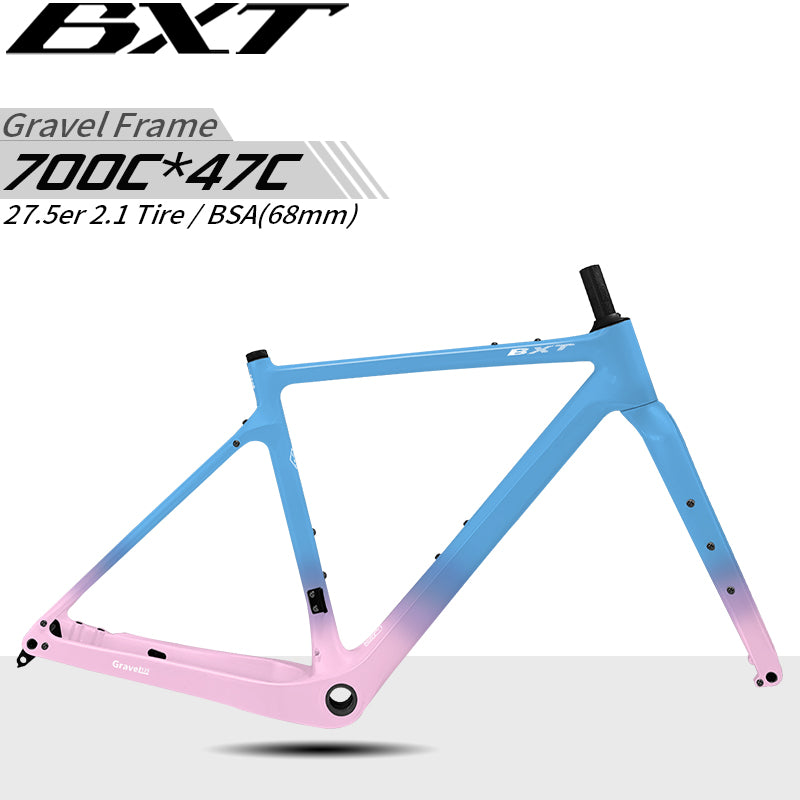 BXT New Carbon Gravel Bike Frame Disc Brake 27.5er Fully Hidden Cable Bicycle Fantasy frameset 700C Thru Axle