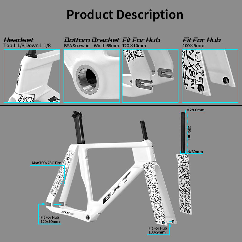 BXT-TRC-195 Carbon Fiber Track Frame – Flag Edition | Fixed Gear | T1000 Carbon Fiber | Aerodynamic Design