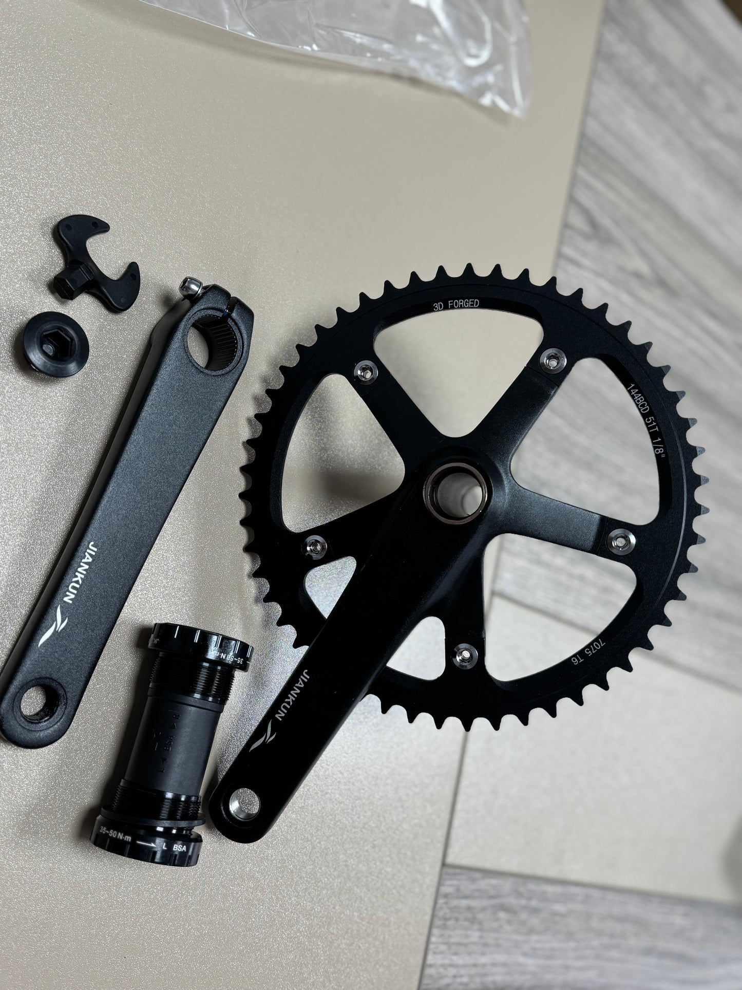 BXT Bicycle Crankset 170mm 48T/51T/56T Aluminum Alloy Bike Cranks Gear Crank BCD144mm Single Speed Fix Gear Bicycle TRACK BIKE Chainwheel