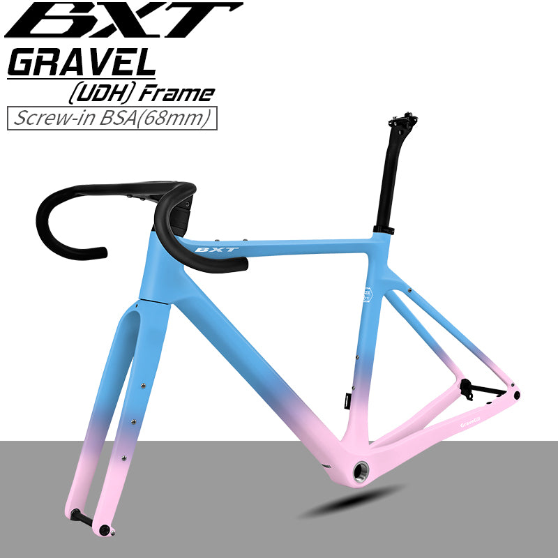 BXT Gravel Carbon Fiber Bike Frame UDH Road Bike Disc Brake Bicycle Frameset 700x45C T1000 Carbon Fiber