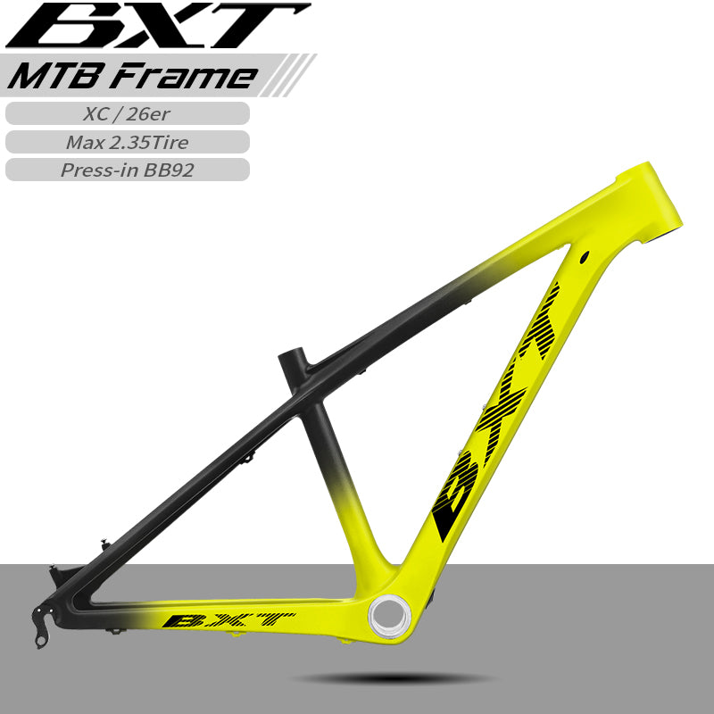 BXT 26er Full Carbon Mountain Bike Frame 14inch Disc Brake Carbon Fiber MTB Frame 3K Weave 26inch Mountain Bicycle Carbon Frame 26er
