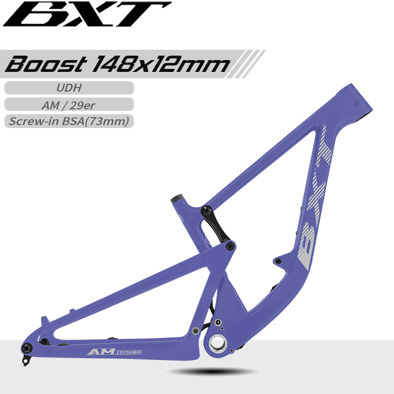 BXT All Mountain Full Suspension Carbon Frame Travel 150mm 29er Thru Axle Boost 12x148mm Carbon Full Suspension MTB Frame 29 AM UDH Hanger