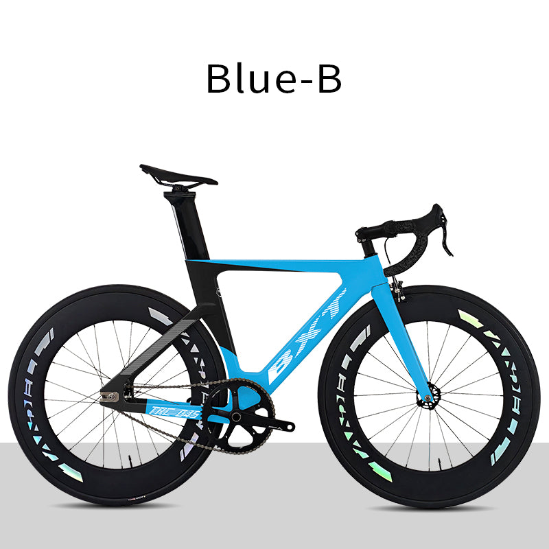BXT New Carbon Fiber Track Bike with Front V/Rim Brake SORA BR-3000 T800 Carbon 88mm Wheels Fixed Gear Bicycle Single Speed
