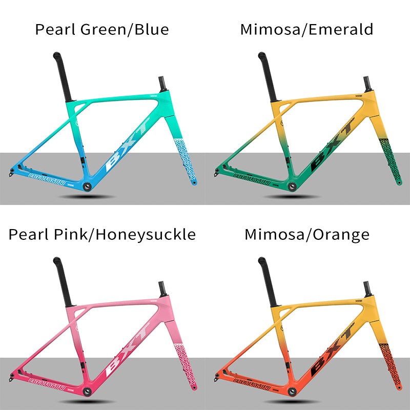 BXT New Ultralight 1050g Carbon Road Bike Frameset with Disc Brakes, Flat-Mounted Disc Brake, 700x32C Semi-Hidden External Wiring