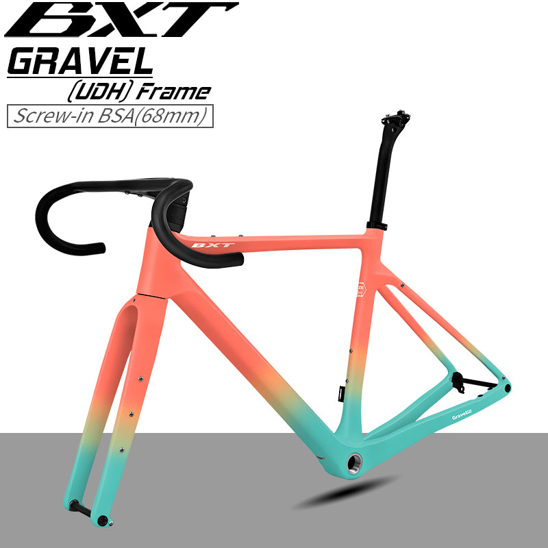 BXT Gravel Carbon Fiber Bike Frame UDH Road Bike Disc Brake Bicycle Frameset 700x45C T1000 Carbon Fiber