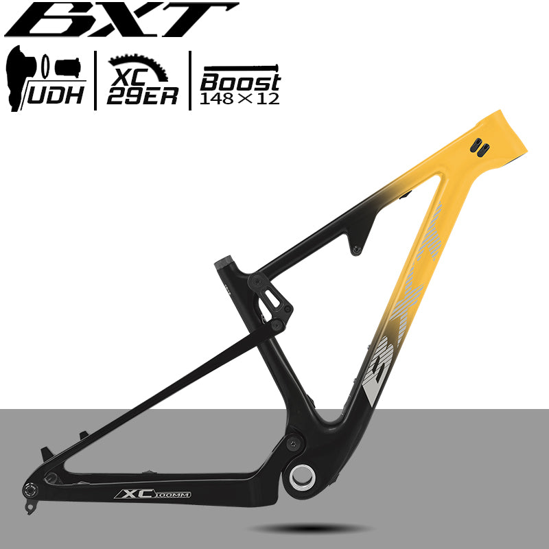 BXT-MTB-077(UDH) Carbon Full Suspension 29er MTB Frame, T700+T800 Carbon, Boost 148x12mm, 100mm Travel, High-Performance Mountain Bike Frame 2025