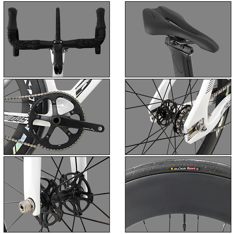BXT New Carbon Fiber Track Bike with Front V/Rim Brake SORA BR-3000 T800 Carbon 88mm Wheels Fixed Gear Bicycle Single Speed