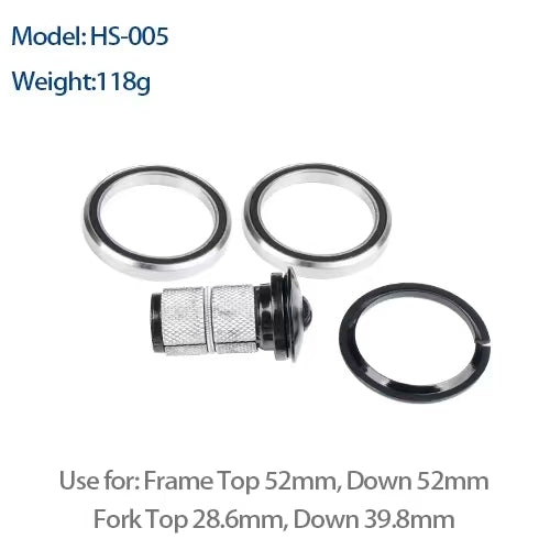 Bicycle Headset 41.8mm to 41.8/52mm Straight Tube Fork Steering Bearing Headset 1-1/8 to 1-1/2 Tapered Head Tube MTB Road Frame
