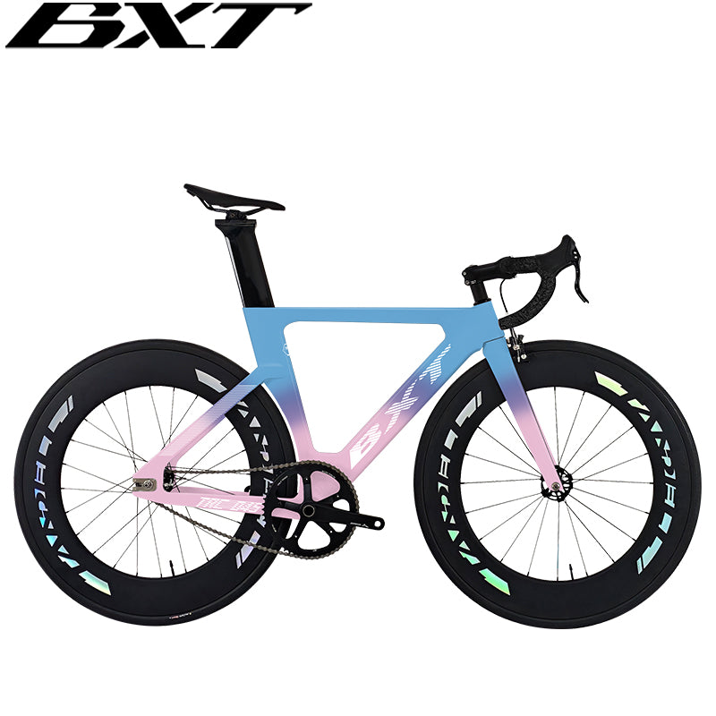 BXT New Carbon Fiber Track Bike with Front V/Rim Brake SORA BR-3000 T800 Carbon 88mm Wheels Fixed Gear Bicycle Single Speed