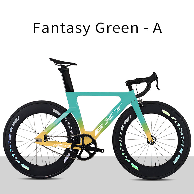 BXT New Carbon Fiber Track Bike with Front V/Rim Brake SORA BR-3000 T800 Carbon 88mm Wheels Fixed Gear Bicycle Single Speed