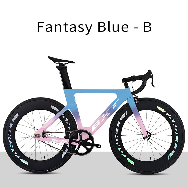 BXT New Carbon Fiber Track Bike with Front V/Rim Brake SORA BR-3000 T800 Carbon 88mm Wheels Fixed Gear Bicycle Single Speed