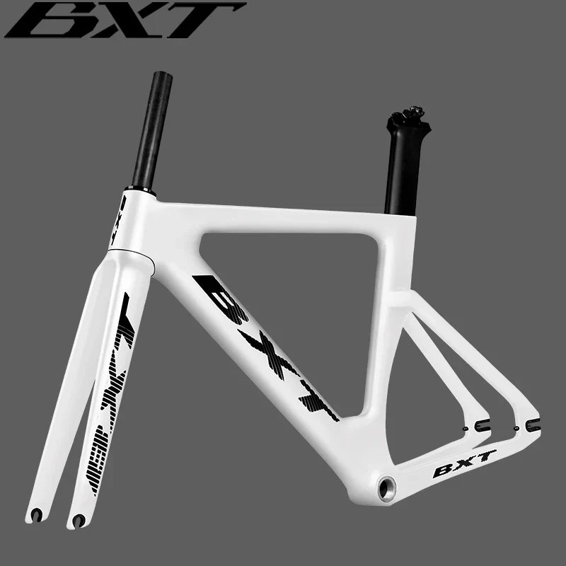 BXT Carbon Track Frame Maximum size 60cm BSA Fiber Racing Tracking bike Frameset Fixed Gear bike frame 120*9mm rear tail hook Bicycle Parts