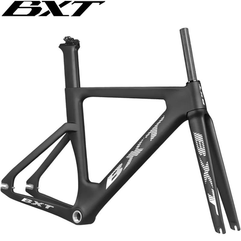 BXT Carbon Track Frame Maximum size 60cm BSA Fiber Racing Tracking bike Frameset Fixed Gear bike frame 120*9mm rear tail hook Bicycle Parts