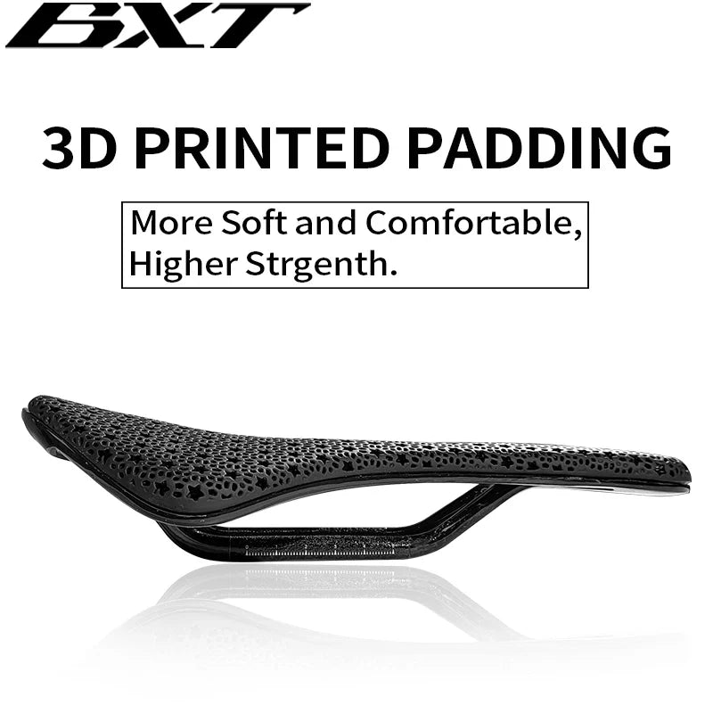 BXT New 3D Printed Padding Support Structure Carbon Fibre Saddle 150mmx245mm Bicycle Saddle light easy to clean seat cushion