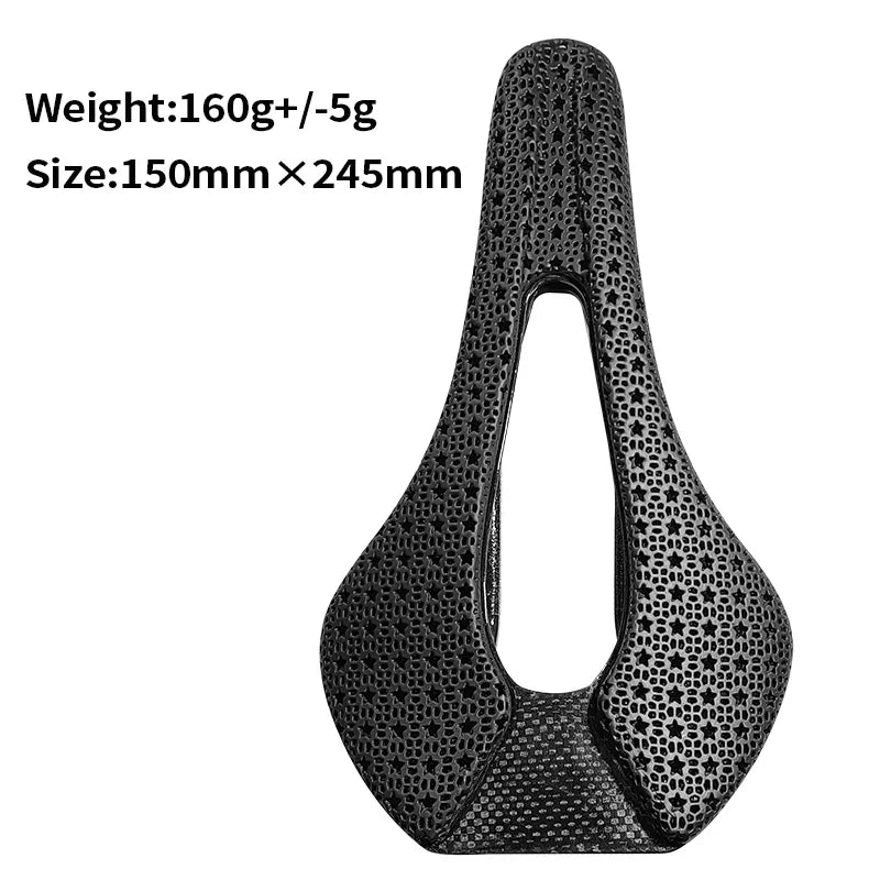 BXT New 3D Printed Padding Support Structure Carbon Fibre Saddle 150mmx245mm Bicycle Saddle light easy to clean seat cushion
