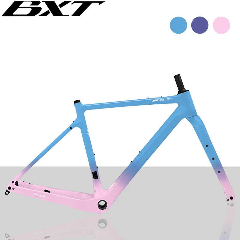 BXT New Carbon Gravel Bike Frame Disc Brake 27.5er Fully Hidden Cable Bicycle Fantasy frameset 700C Thru Axle