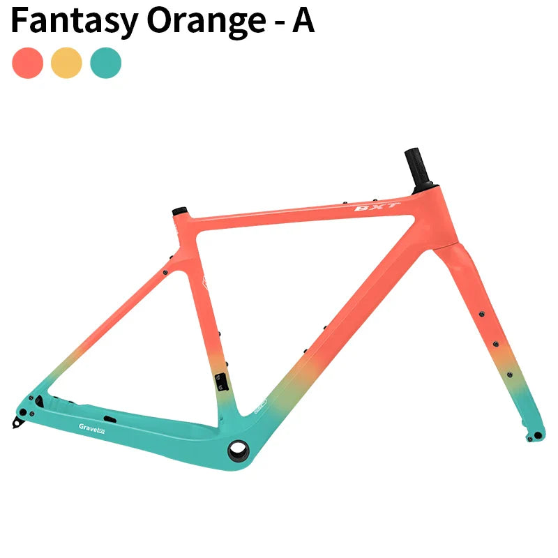 BXT New Carbon Gravel Bike Frame Disc Brake 27.5er Fully Hidden Cable Bicycle Fantasy frameset 700C Thru Axle