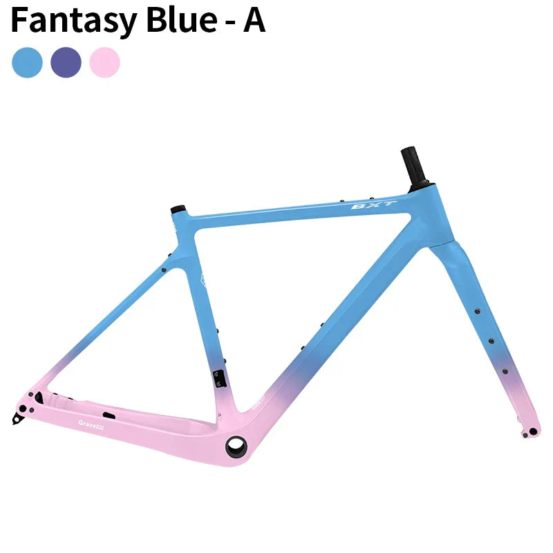 BXT New Carbon Gravel Bike Frame Disc Brake 27.5er Fully Hidden Cable Bicycle Fantasy frameset 700C Thru Axle