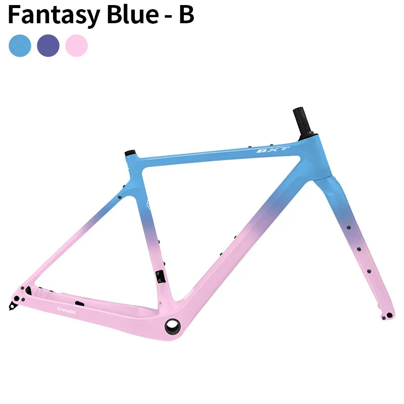 BXT New Carbon Gravel Bike Frame Disc Brake 27.5er Fully Hidden Cable Bicycle Fantasy frameset 700C Thru Axle