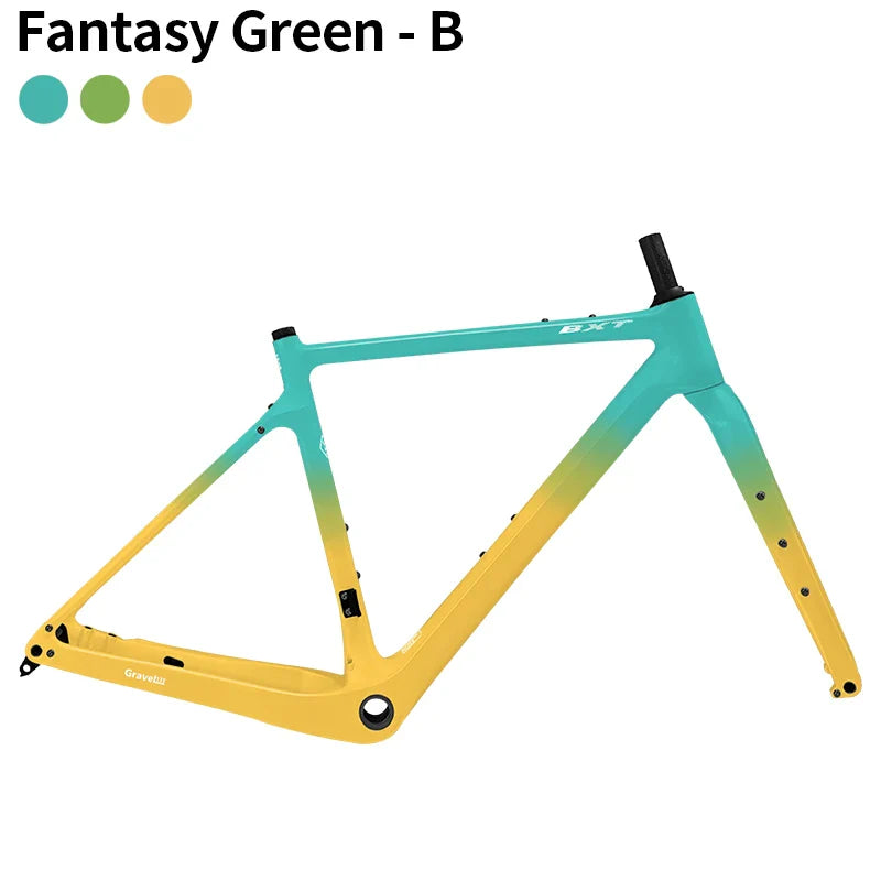 BXT New Carbon Gravel Bike Frame Disc Brake 27.5er Fully Hidden Cable Bicycle Fantasy frameset 700C Thru Axle