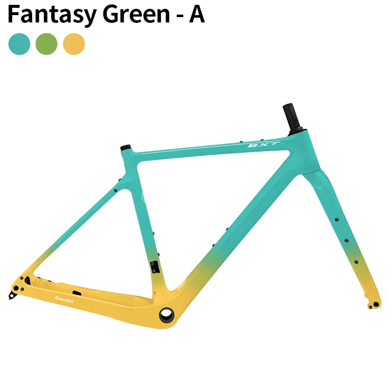 BXT New Carbon Gravel Bike Frame Disc Brake 27.5er Fully Hidden Cable Bicycle Fantasy frameset 700C Thru Axle