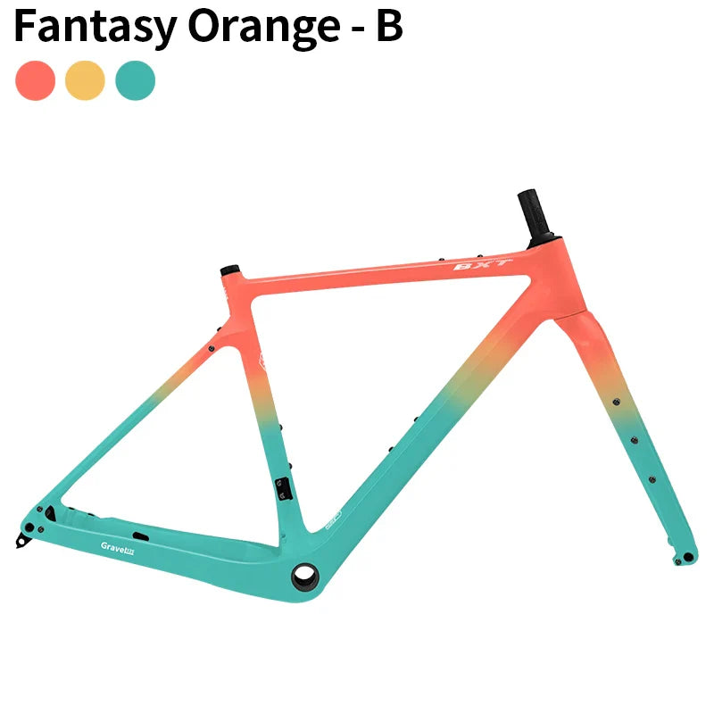BXT New Carbon Gravel Bike Frame Disc Brake 27.5er Fully Hidden Cable Bicycle Fantasy frameset 700C Thru Axle