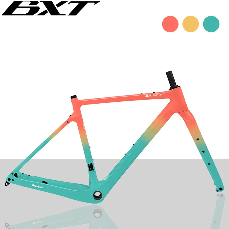BXT New Carbon Gravel Bike Frame Disc Brake 27.5er Fully Hidden Cable Bicycle Fantasy frameset 700C Thru Axle