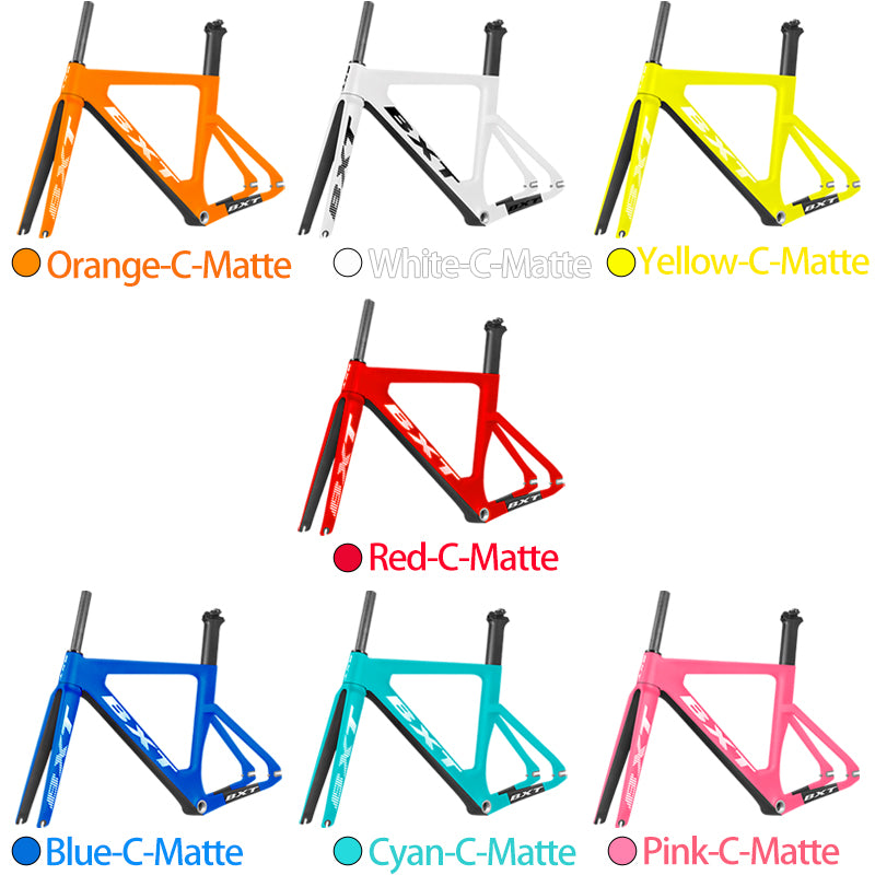 Cuadro de pista BXT de carbono, tamaño máximo 60cm, BSA, cuadro de bicicleta de carreras de fibra, conjunto de cuadros de bicicleta de pista, cuadro de engranaje fijo 120*9mm