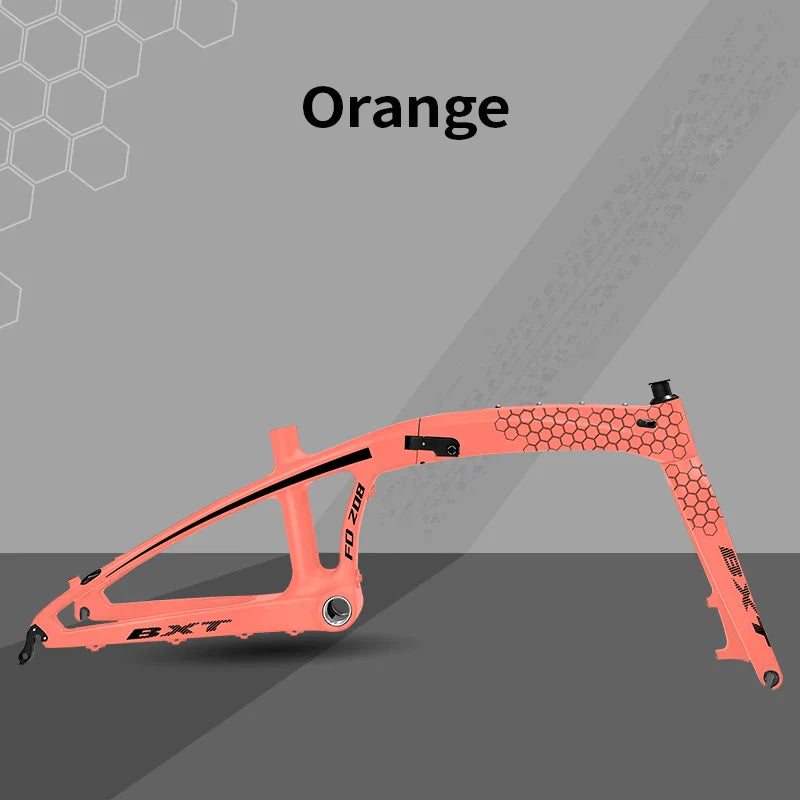 BXT Carbon Fiber Folding Bike Frame, Folding Bicycle Frame, Disc Brake, QR135x9mm, BSA, 20in, T1000