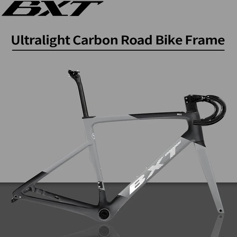BXT Carbon Superlight 950g Carbon Road Bike Frame Disc Brake Bicycle Frameset Thru Axle Flat Mount T47 BSA Di2 bxt Bike Frame