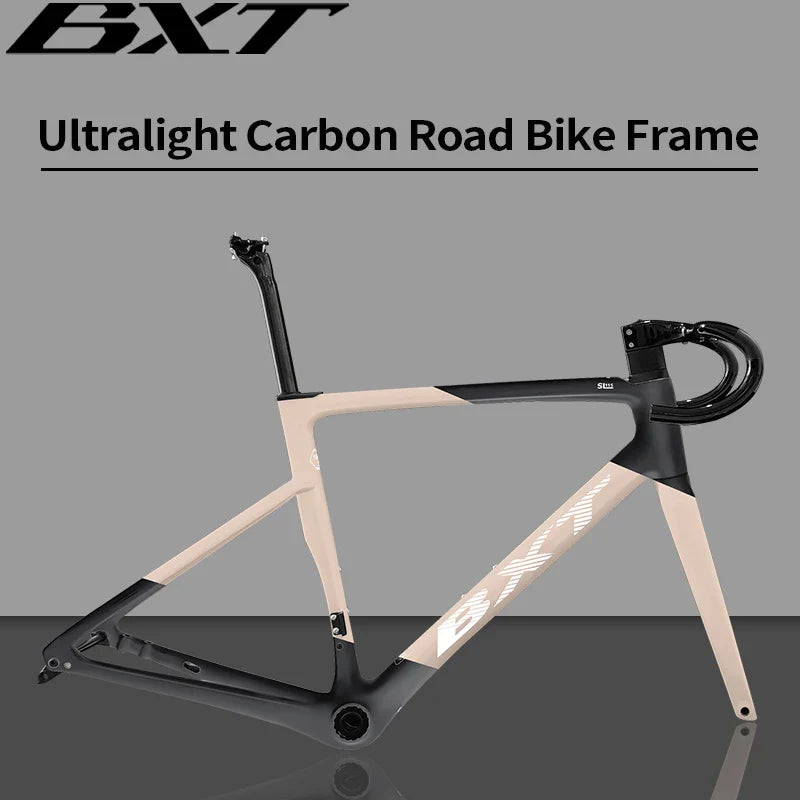 BXT Carbon Superlight 950g Carbon Road Bike Frame Disc Brake Bicycle Frameset Thru Axle Flat Mount T47 BSA Di2 bxt Bike Frame