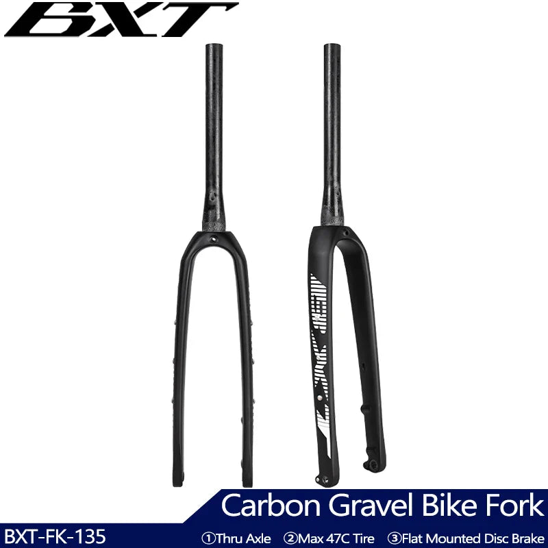 BXT Full Carbon Gravel Bike Fork 700C Disc Brake MTB Carbon Fork 27.5er Thru Axle Carbon Road Bicycle Fork Multifunction Rigid Fork