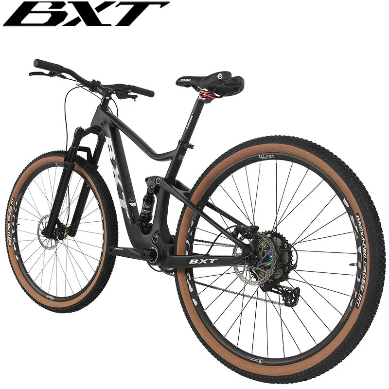 BXT Full Suspension Carbon Mountain Complete Bike 29er 1x11 Speed Carbon MTB Bicycle Front Rear Full Suspension XC Complete Bike