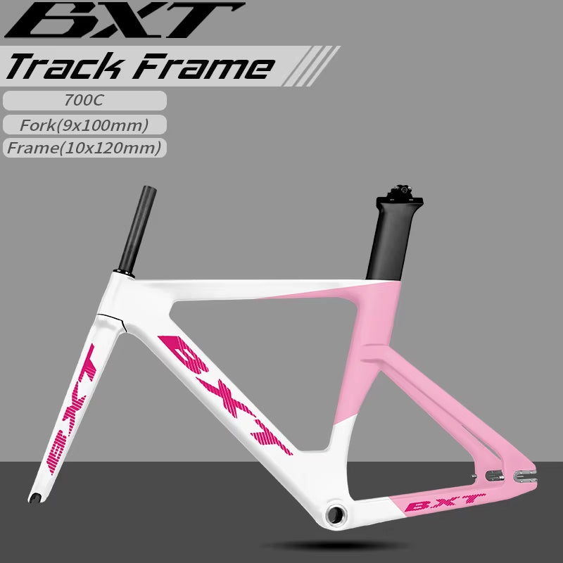 BXT Full Carbon Track Bicycle Frameset with Fork Seatpost Fixed Gear Racing Bicycle Frame Track bike frame BXT-Track-045 700C