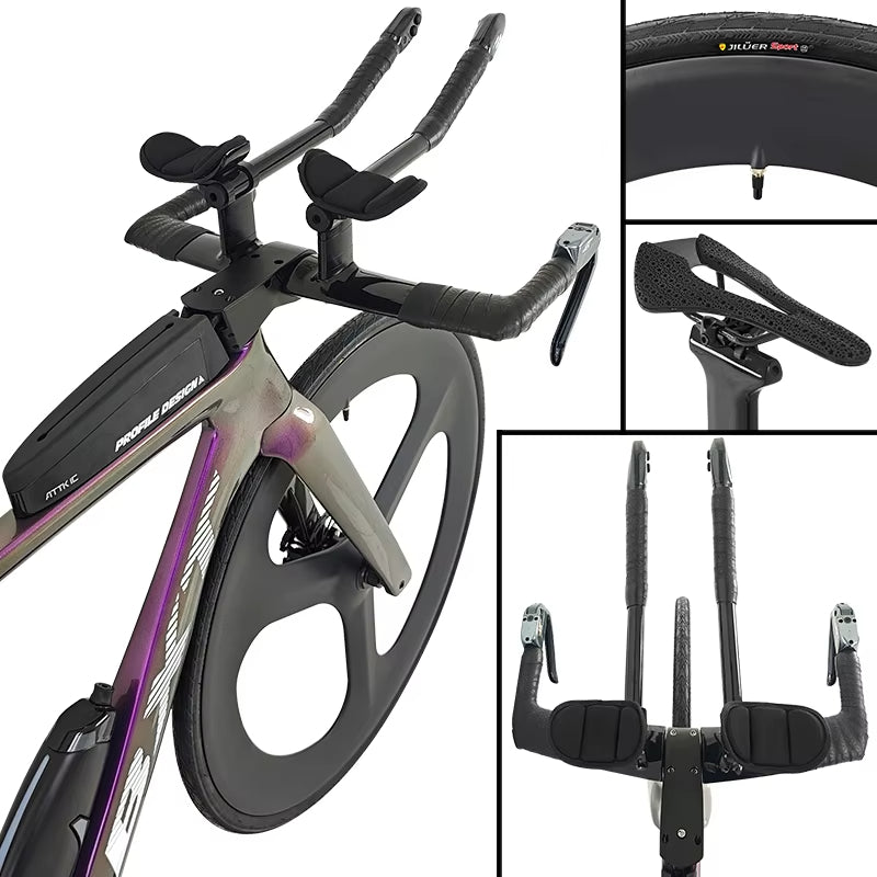 BXT Carbon Triathlon Time Trial Bike – L-TWOO ER9 2x12 Electronic Wireless Shifting, 24-Speed Carbon Fiber TT Road Bicycle with Wheels