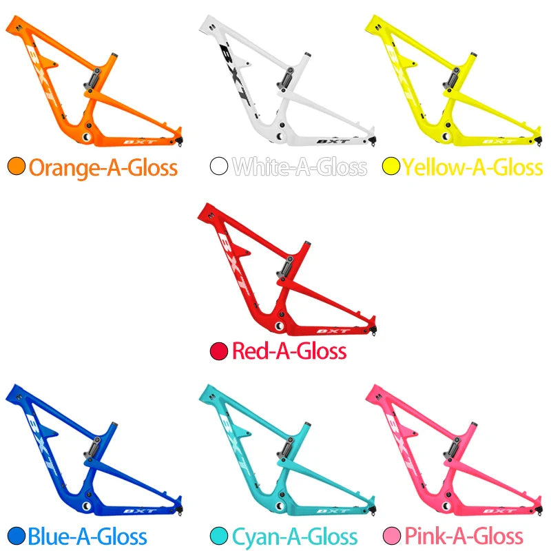 BXT New AM Suspension Carbon Mountain Frame 29er Travel 150mm Thru Axle Cross MTB Bike Soft Tail Full Carbon bicycle 142/148X12mm