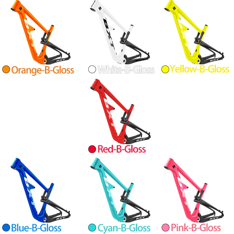 BXT New AM Suspension Carbon Mountain Frame 29er Travel 150mm Thru Axle Cross MTB Bike Soft Tail Full Carbon bicycle 142/148X12mm
